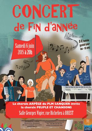 Affiche du concert des chorales Arpège et Peuple et Chansons 06 juin 2015