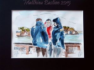 Goélette Étoile en Grande rade de Brest - Aquarelle de Matthieu Bastien