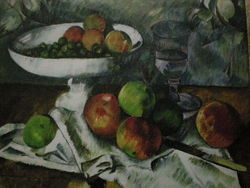 D'apès le compotier, verres et pommes de Paul Cézanne
