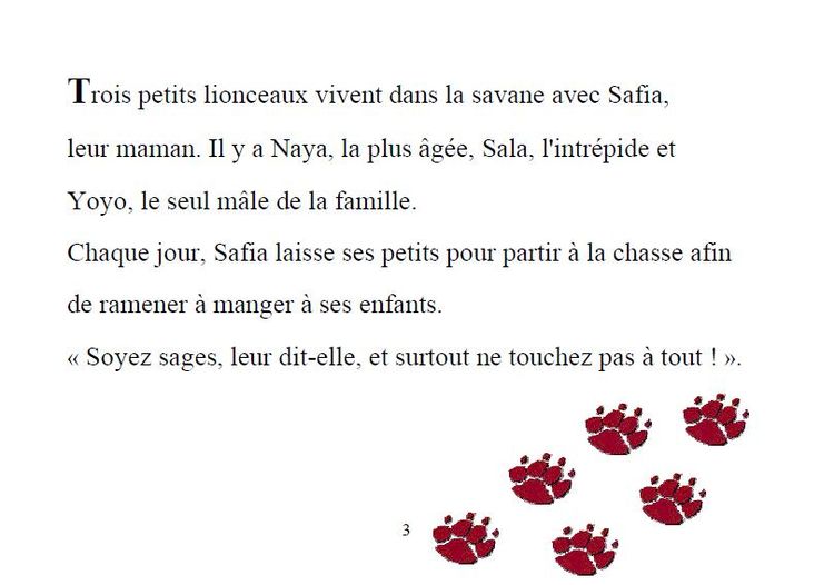 Page 1 en français Les Lionceaux.JPG