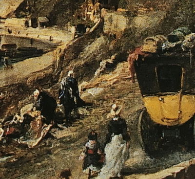 Détail de la peinture de Jules Noël présentant les lavandières